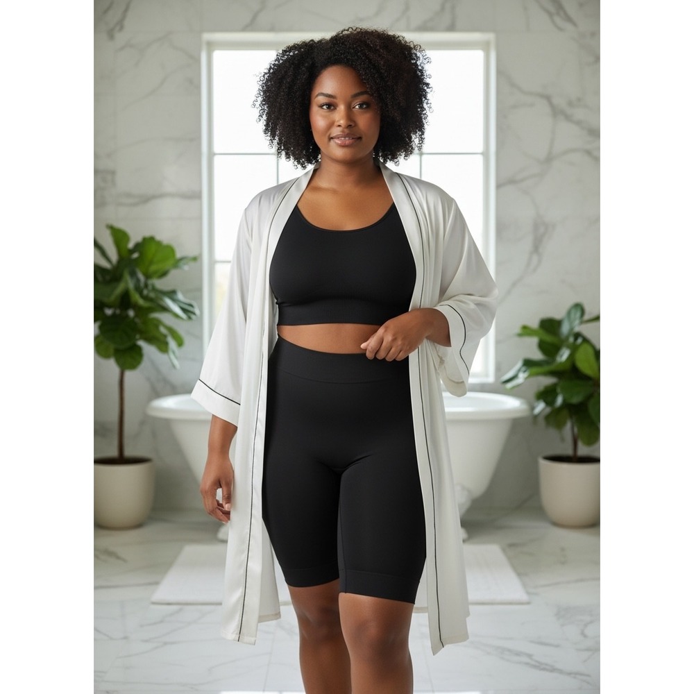 SPANX Power Series High‎ Waisted Mid Thigh Shaper Shorts Black XL Firm Control